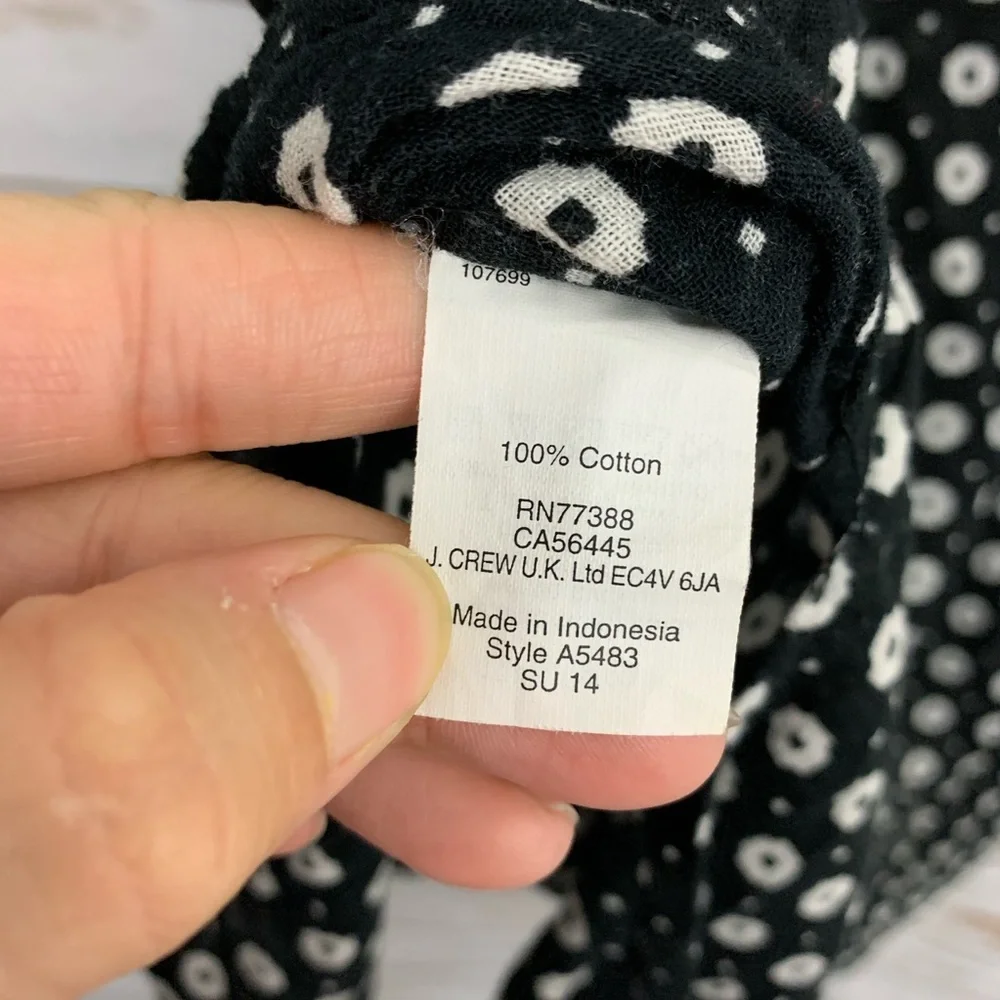 J Crew Jane Black White Cotton Tassel Tie Dress